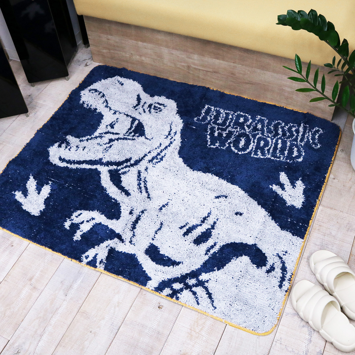 【激レア】vintageラグマット恐竜柄ティラノサウルス　マルチカバー厚手　古着 Universal Filmarket